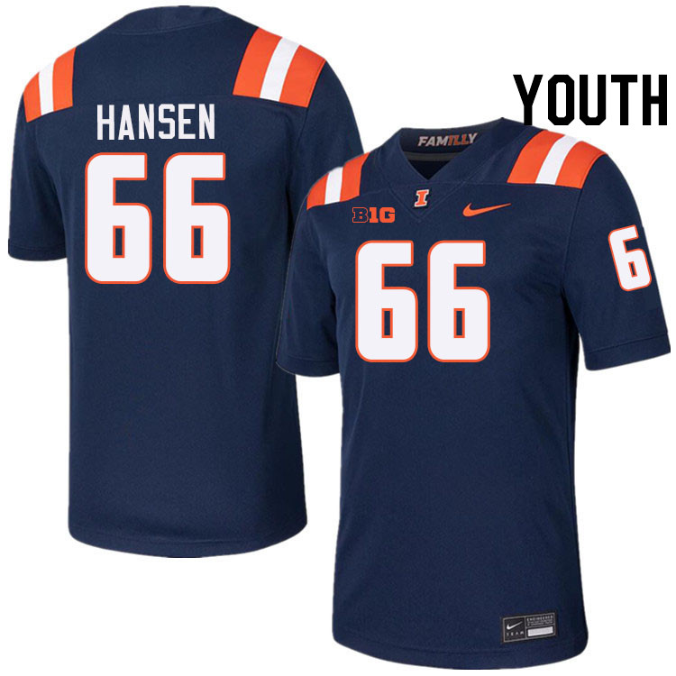 Youth #66 Brandon Hansen Illinois Fighting Illini College Football Jerseys Stitched-Navy